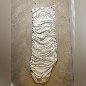 White SHEIN ruffle maxi dress